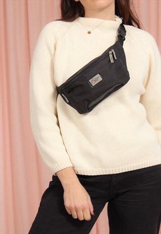 VINTAGE 90S BLACK NYLON BUM BAG