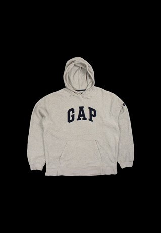 Vintage 00s GAP Embroidered Logo Fleece Hoodie in Beige