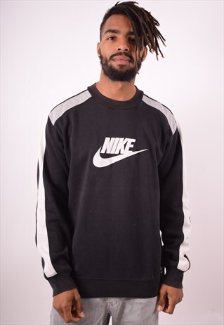 NIKE MENS VINTAGE SWEATSHIRT JUMPER LARGE BLACK 90S