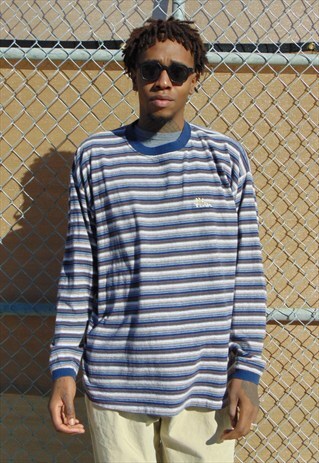 90S SKATER GRUNGE NO FEAR STRIPE LONG SLEEVE TEE SHIRT XL