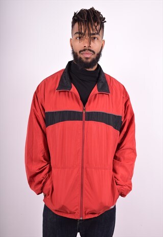 REEBOK MENS VINTAGE TRACKSUIT TOP JACKET LARGE RED 90'S