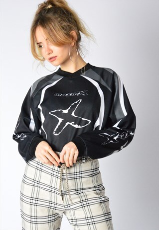 VINTAGE BLACK Y2K RACING SPORTS SHIRT