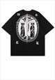 CROSS PATCH T-SHIRT Y2K GOD GOTHIC TEE IN WHITE