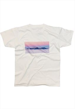 Mountain Sunset T-Shirt Print Kawaii Japanese Minimalist