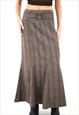 VINTAGE Y2K TWEED MAXI SKIRT IN BROWN