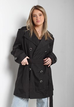 Vintage Calvin Klein Double Breasted Pea Coat Jacket Black