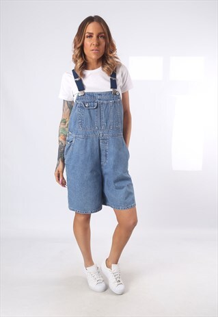 DUNGAREE SHORTS GAP DENIM BICH REWORKED UK 14 (C51T)