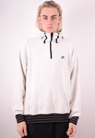 NIKE MENS VINTAGE HOODIE JUMPER LARGE WHITE 90S