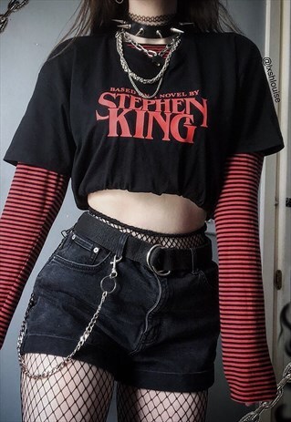 BASED ON A NOVEL BY STEPHEN KING T-SHIRT 80S HORROR TOP 90S