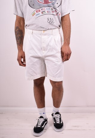 NAUTICA MENS VINTAGE SHORTS W36 WHITE 90S