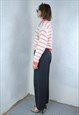 VINTAGE Y2K STRIPPED CROCHET SHORT BAGGY SPRING JUMPER 