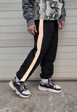 Reflective stripe joggers luminous beam pants in black