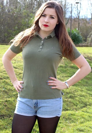 VINTAGE 90S TOMMY HILFIGER POLO SHIRT - SMALL - GREEN