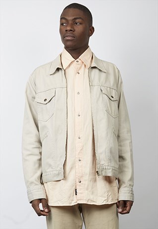 VINTAGE 90'S BEIGE LEVI'S ZIP DENIM JACKET