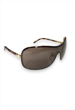 Vintage Chanel Sunglasses in brown lens Y2K shield frame