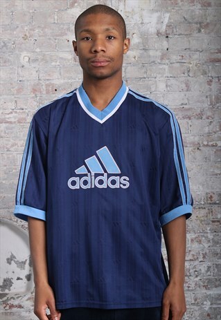 VINTAGE ADIDAS BIG LOGO T-SHIRT NAVY BLUE