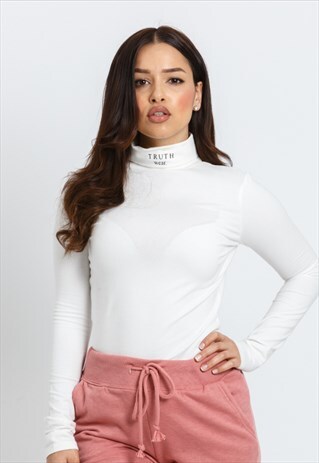 CREAM HIGH NECK T R U T H TOP
