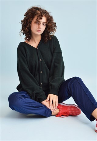 90'S RETRO OVERSIZED KNIT SLOUCHY GRANDADS CARDIGAN TOP
