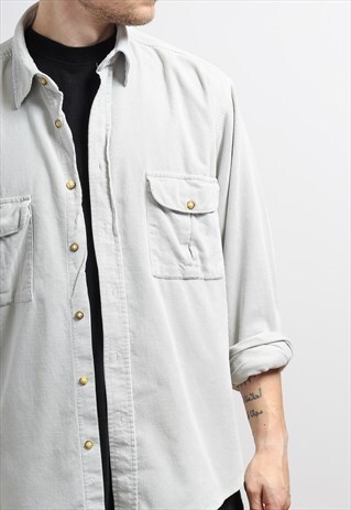 VINTAGE CORDUROY CORD SHIRT GREY