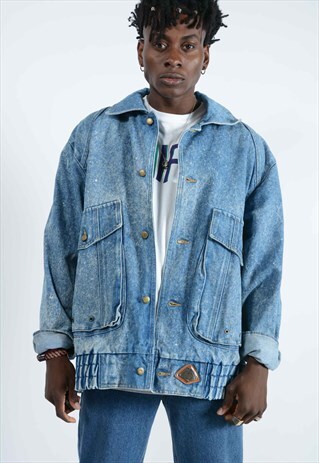 VINTAGE DENIM JACKET BLUE ACID WASH.