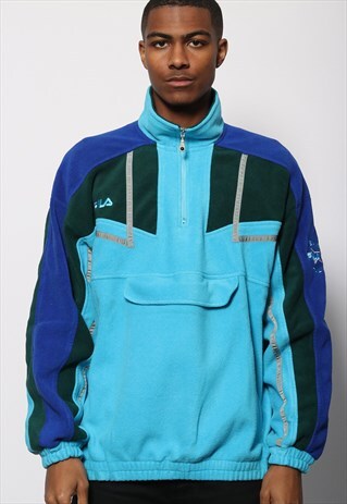 VINTAGE FILA LOGO 1/4 ZIP FLEECE BLUE