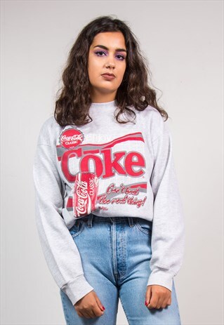 VINTAGE 90'S GREY COCA COLA SWEATSHIRT JUMPER