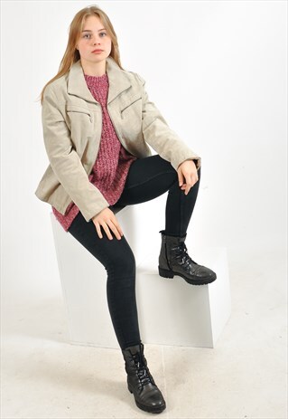 VINTAGE 90'S SUEDE LEATHER JACKET IN BEIGE
