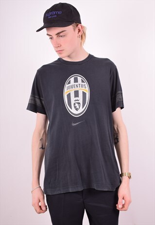 NIKE MENS VINTAGE JUVENTUS T-SHIRT TOP LARGE NAVY BLUE 90S