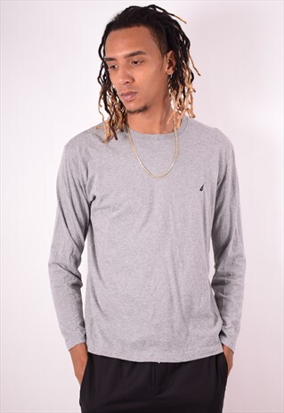 NAUTICA MENS VINTAGE TOP LONG SLEEVE MEDIUM GREY 90S