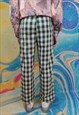 RETRO PRINT JOGGERS CHECK PANTS OLD CHESS OVERALLS IN GREEN
