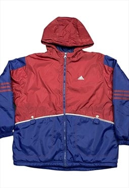 Adidas Vintage Men's Burgundy & Navy Quilt Lined Jacket