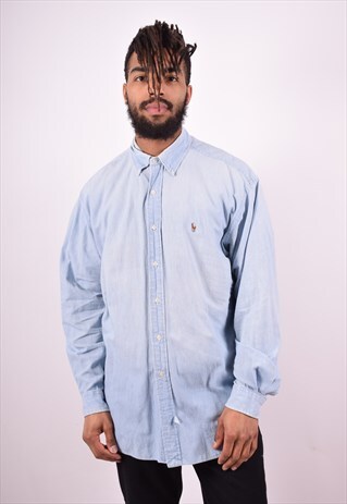 RALPH LAUREN MENS VINTAGE SHIRT XXL BLUE 90'S