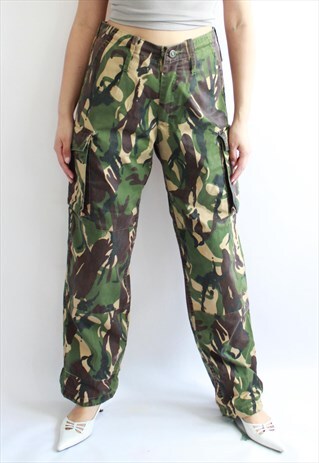 VINTAGE CAMEO ARMY HIGH WAIST CARGO TROUSERS