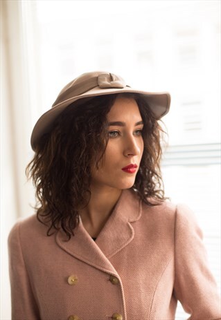 VINTAGE 60'S BEIGE WOOL HAT
