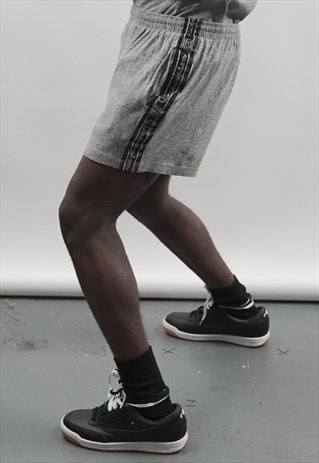 VINTAGE 90'S CHAMPION TAPED GREY SPORTS SHORTS