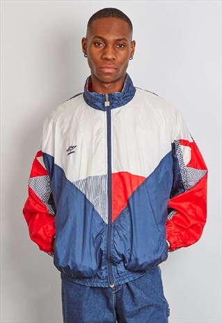 VINTAGE 90'S UMBRO RED, WHITE & BLUE SPORTS JACKET