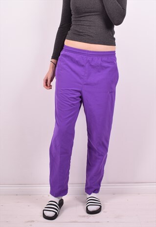 LOTTO WOMENS VINTAGE TRACKSUIT TROUSERS W24 L27 PURPLE 90S