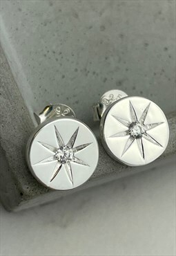 Sterling Silver Studs Star Earrings Crystal Boho Jewellery