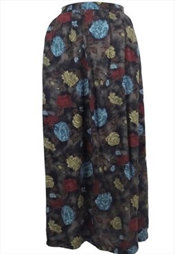 Vintage 80s Maxi Skirt Bohemian Floral High Waisted Circle