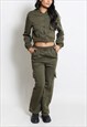 JERSEY JACKET AND CARGO TROUSER SET IN KHAKI
