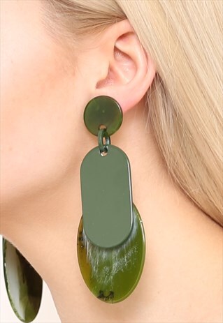 GREEN OVERSIZED ACRYLIC STATEMENT EARRINGS