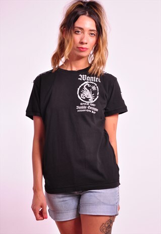VINTAGE SCORPION PRINT BLACK T-SHIRT