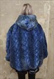 SNAKE FLEECE JACKET DETACHABLE HANDMADE PYTHON BOMBER BLUE