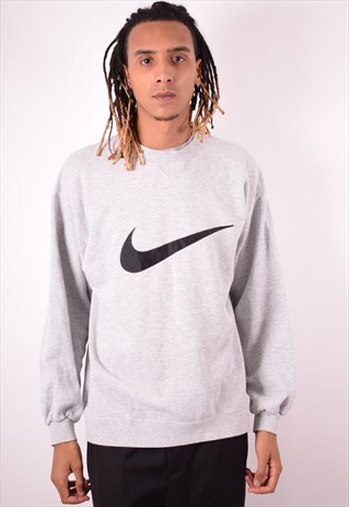 NIKE MENS VINTAGE SWEATSHIRT JUMPER LARGE GREY 90S