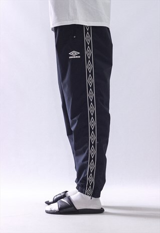 VINTAGE MENS UMBRO LOGO STRIPES SUIT TROUSERS JOGGER PANTS