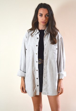 1990S VINTAGE GREY MINIMAL TWO POCKET SHIRT