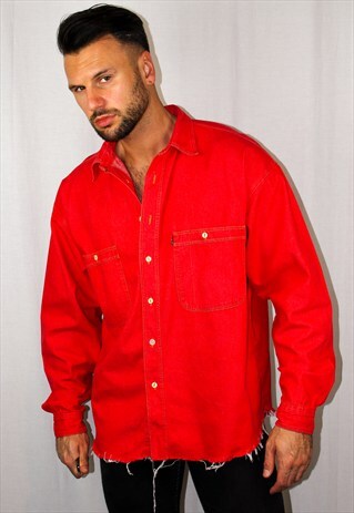VINTAGE RAW HEM DENIM SHIRT