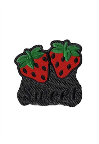EMBROIDERED STRAWBERRIES IRON ON PATCH / SEW ON PATCH