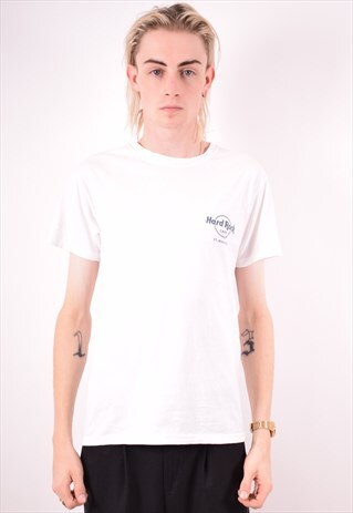 HARD ROCK CAFE MENS VINTAGE T-SHIRT TOP SMALL WHITE 90S