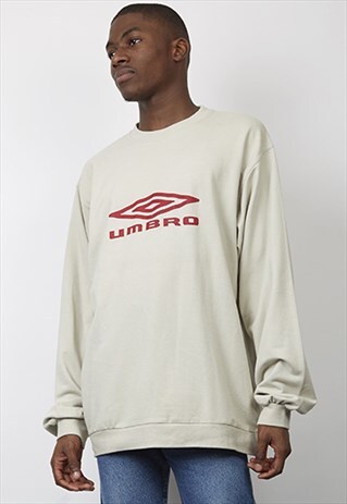 VINTAGE 90'S UMBRO BEIGE RED LOGO SWEATSHIRT